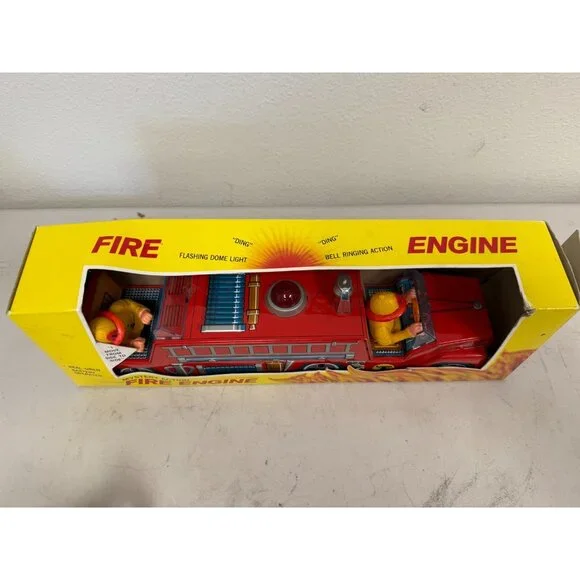 Fire Engine #1 Truck Modern Toys Tin Litho W/Box Amico Japan